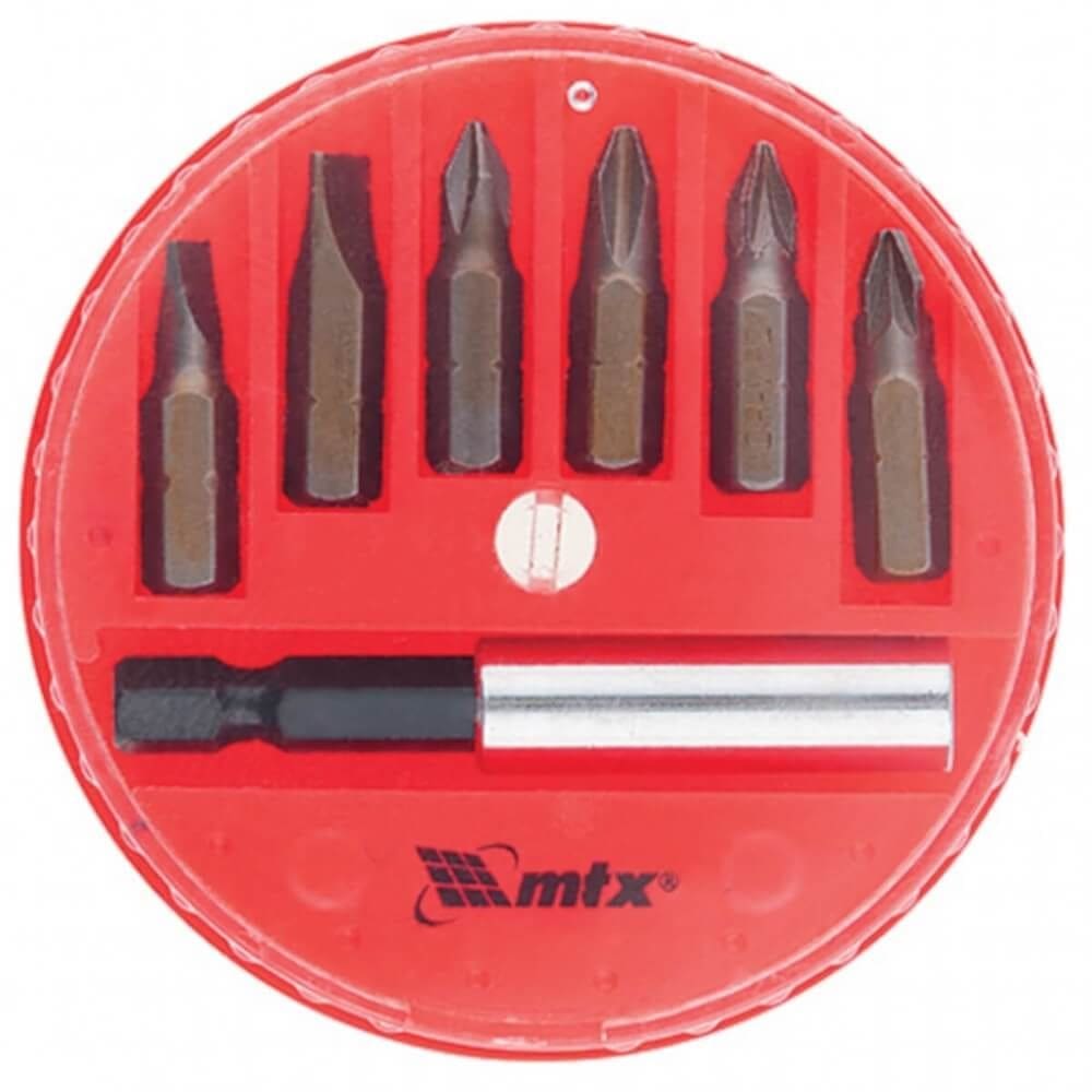 Jogo de Bits e Adaptador Magnético para Bits Aço 45X 7 Peças em Caixa Plástica - 113929 - MTX
