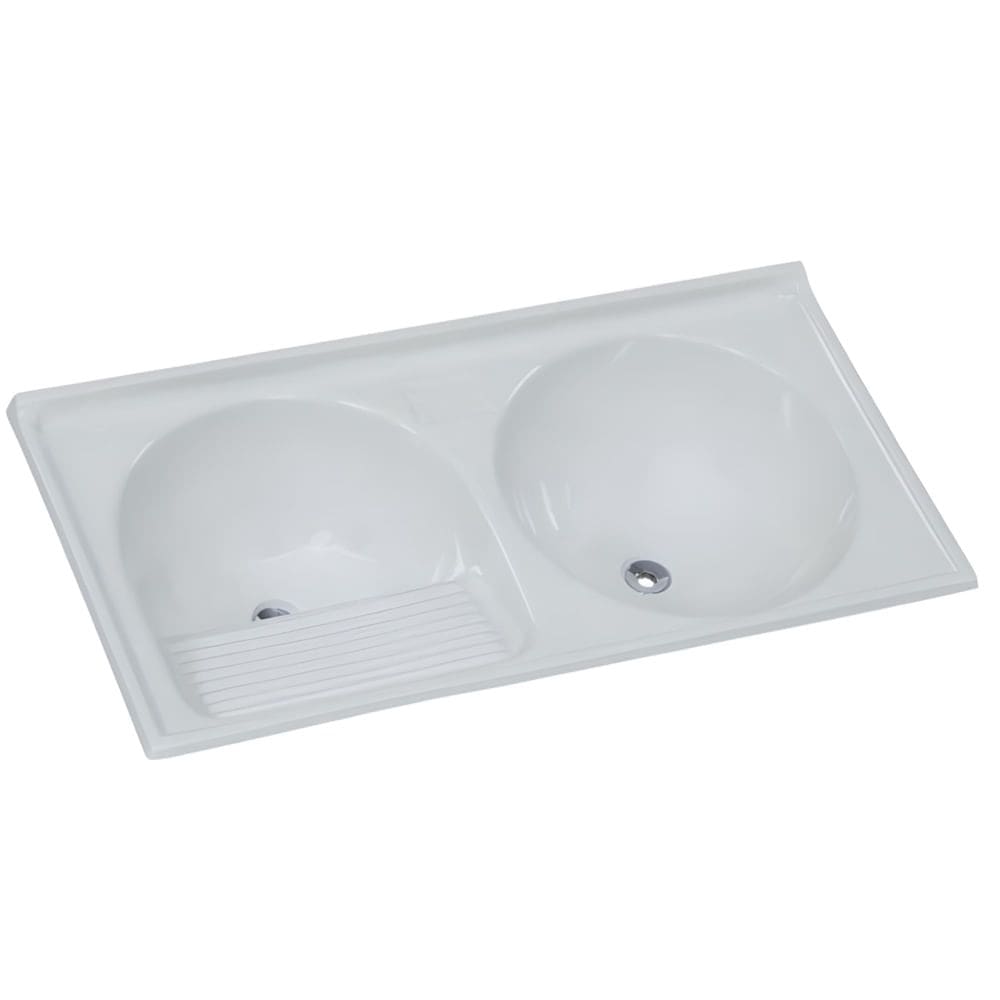 Tanque de Granito Sintético Duplo N°2 110x55cm Branco - 500207 - A.J. RORATO