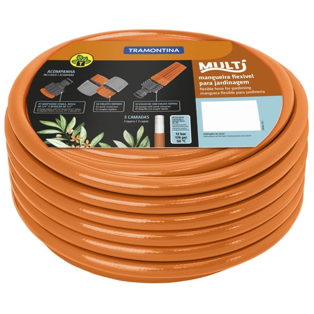 Mangueira Super Flexível Trançada de 1/2”” Para Jardim Com 30 Metros - 79212301 - TRAMONTINA
