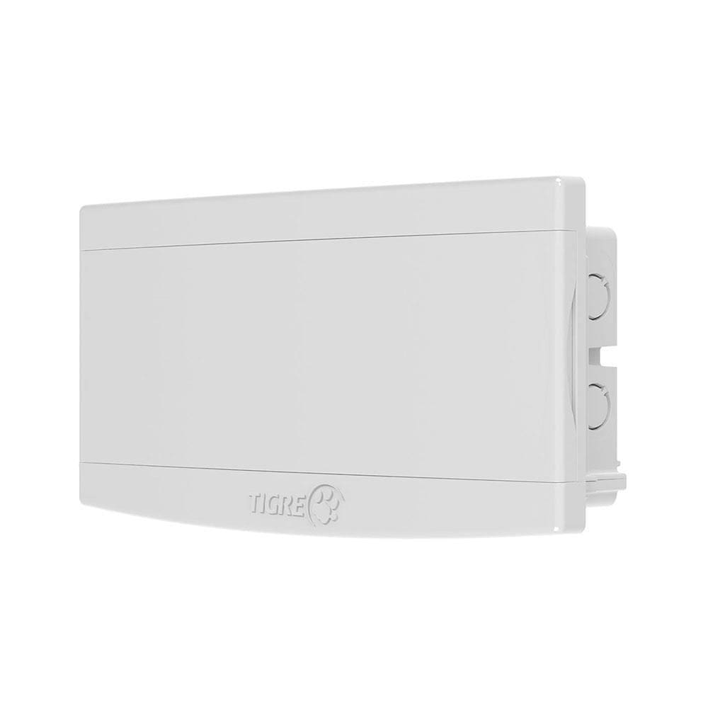 Quadro de Distribuição Slim 12 Disjuntores Sem Barramento Porta Branca - 33.04.080.6 - TIGRE