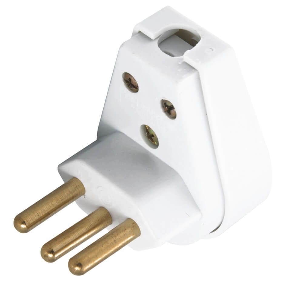 Plugue Angular Branco 2P de 10 Ampères e 250 Volts - TRAMONTINA