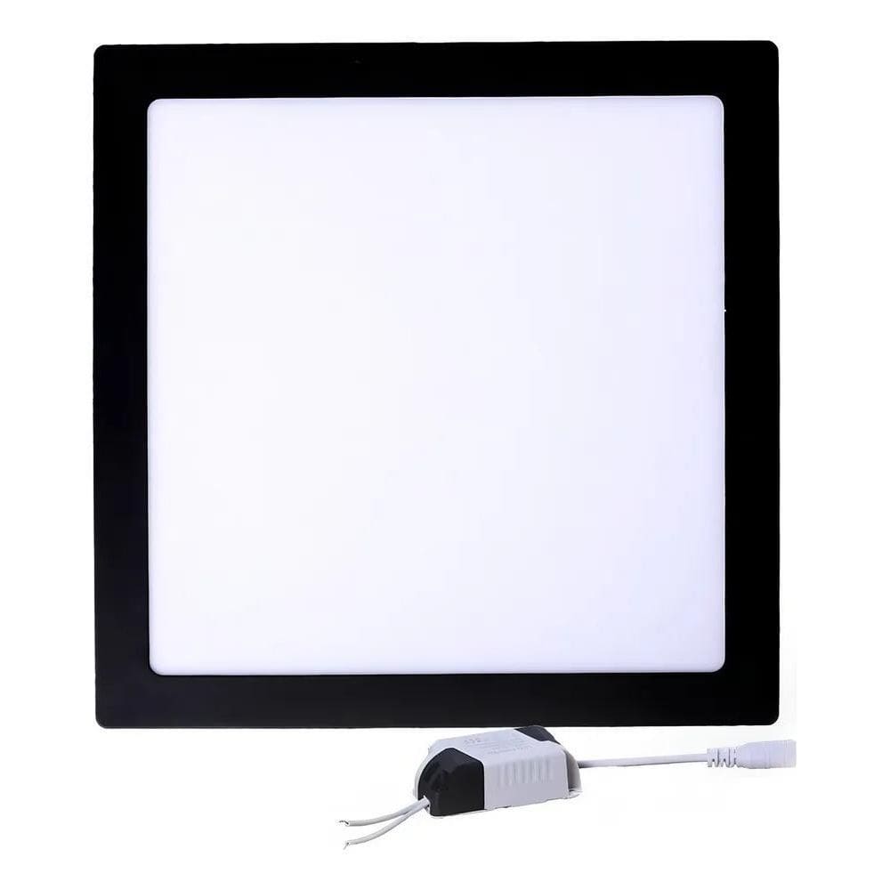 5X Painel Plafon Led 25W Embutir Quadrado Preto