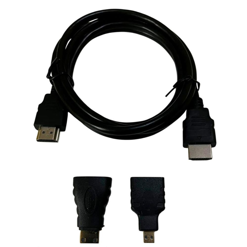 Cabo Hdmi 1,5M Com Mini E Micro Hdmi Para Câmera Filmadora