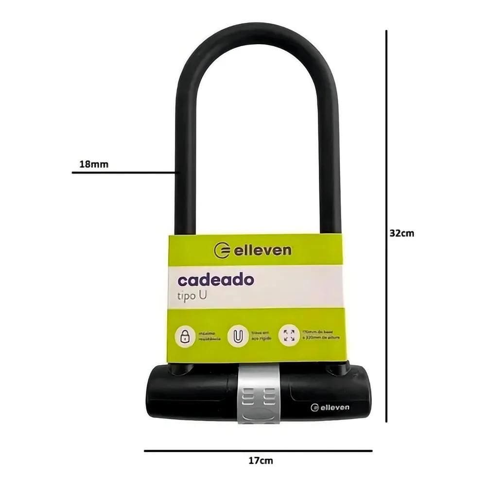 5X Cadeado Bike Bicicleta U Lock Trava Chave 170X320Mm Ellev
