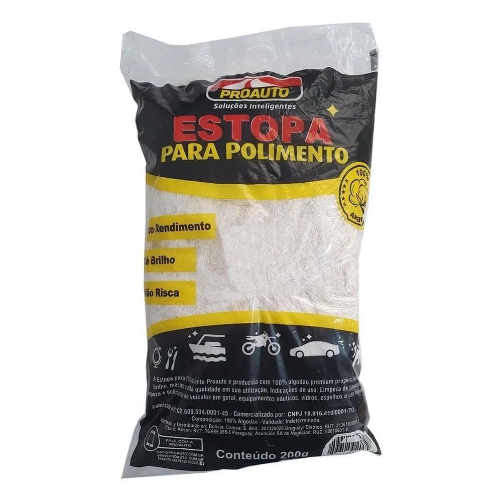 5X Estopa Para Polimento Proauto 200G