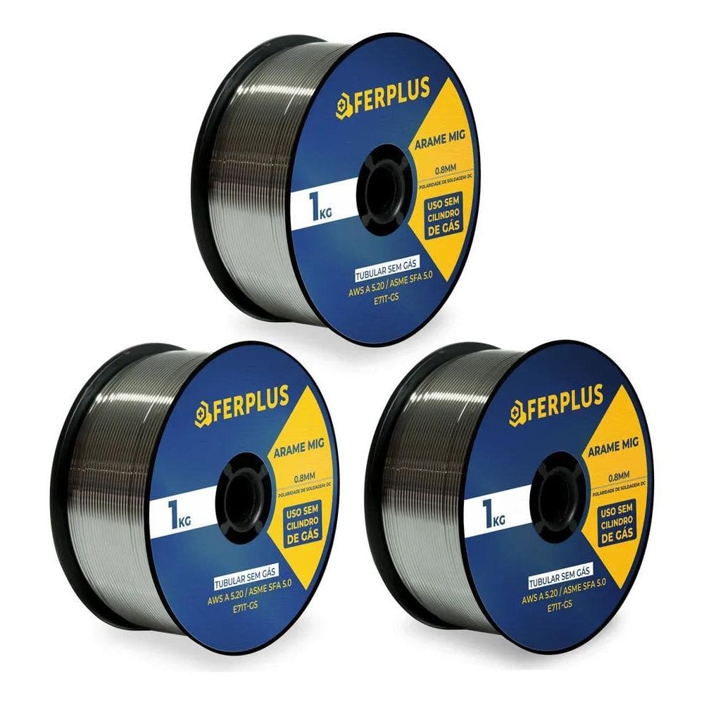 5X Arame Solda Mig S/ Gás 0.8Mm C/3 Rolos De 1Kg Cada