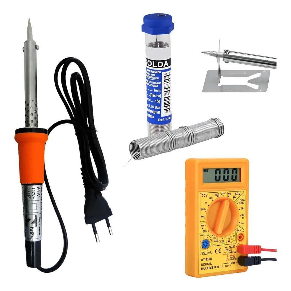 5X Kit Ferro De Solda Soldar Soldador 60W Estanho + Multímet