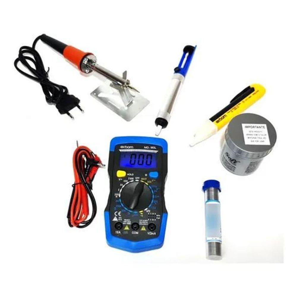 5X Ferro Solda 60W Multimetro Caneta Estanho Pasta Sugador V