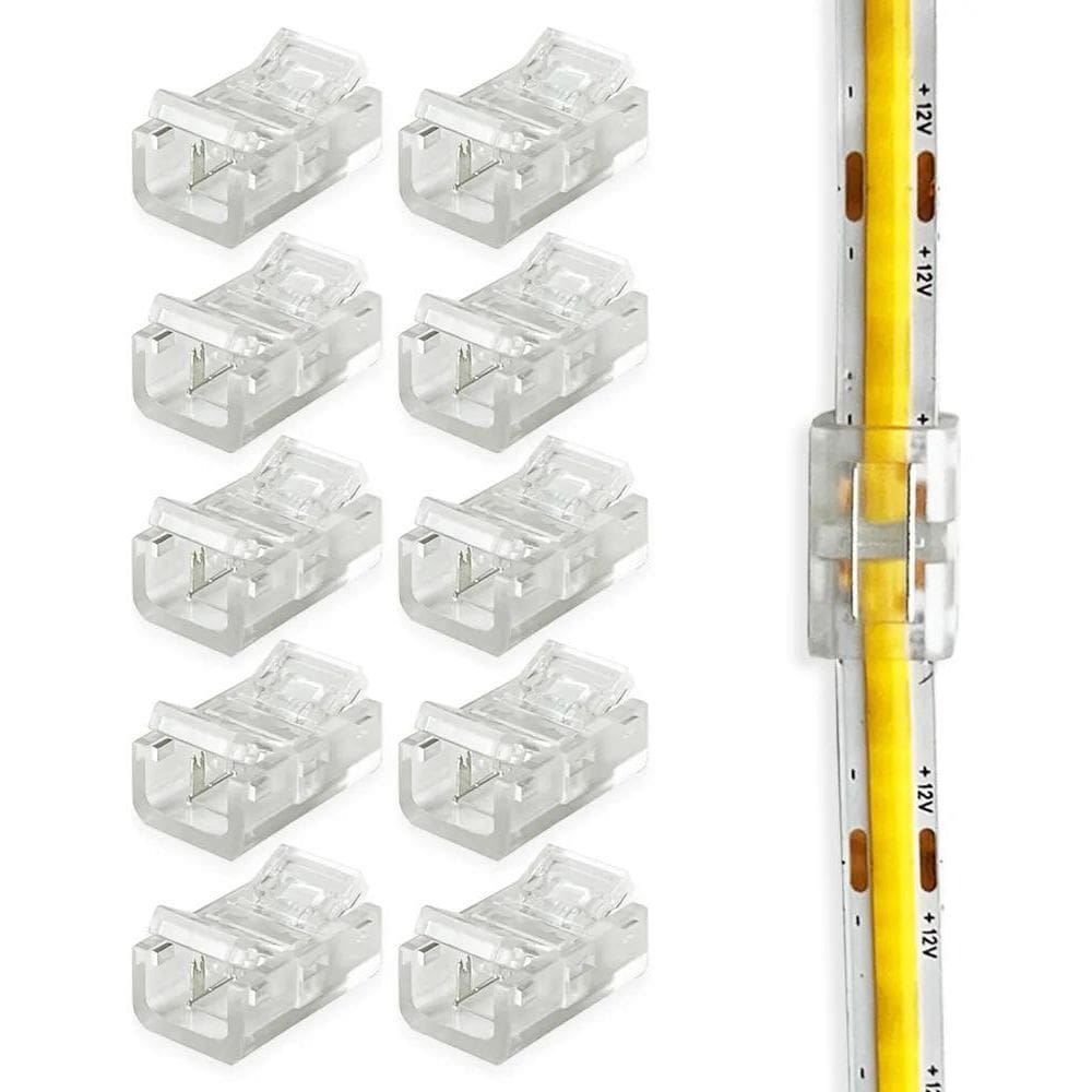 5X Kit 10 Emenda Conector 2 Vias 180º Fita Led Cob 8Mm 9W Te