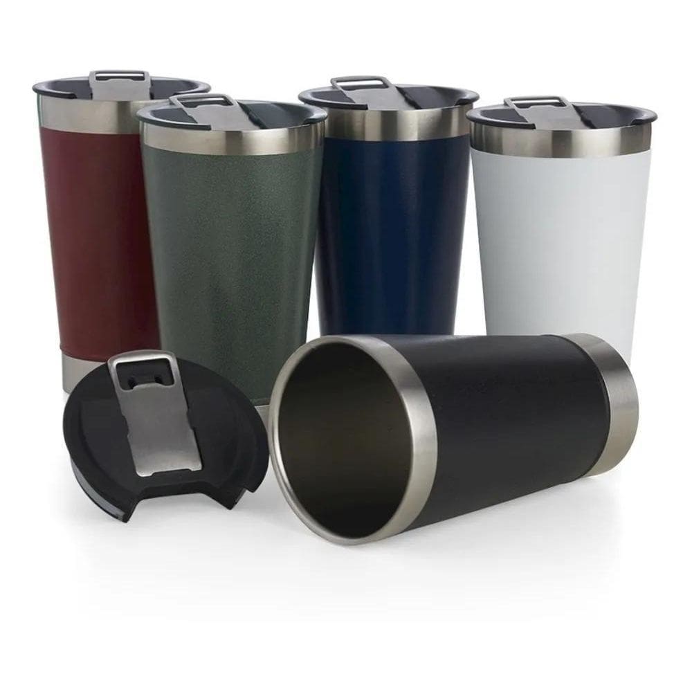 5X Copo Térmico Para Cerveja Café Chá Chopp 473Ml Com Tampa