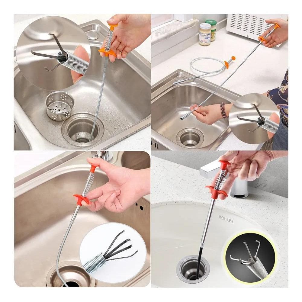 5X Tira Cabelo Em Pias Pegador Pinça Garra Multiuso Aço Inox