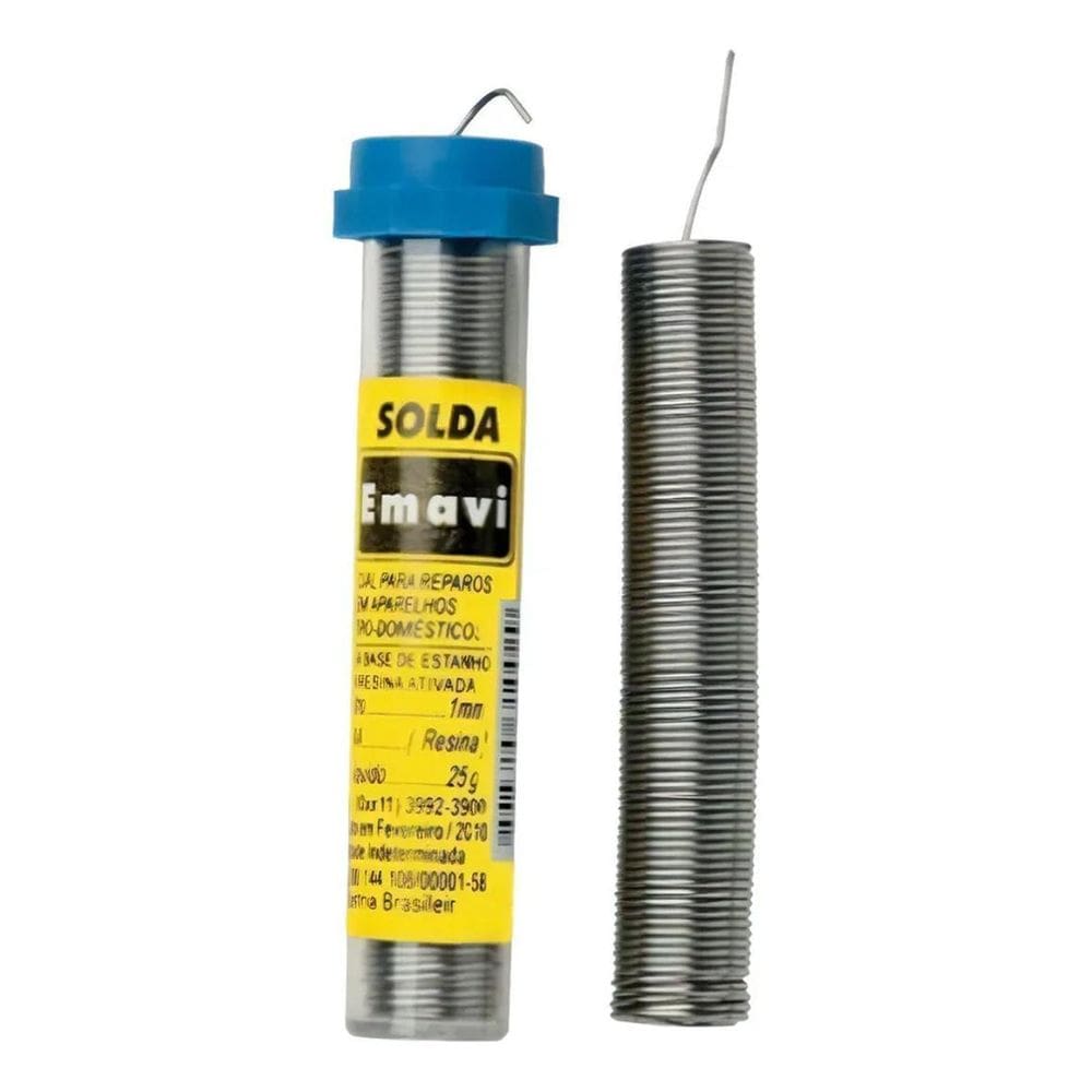 5X Tubo Estanho Para Solda Azul 1Mm Emavi - 25 Gramas