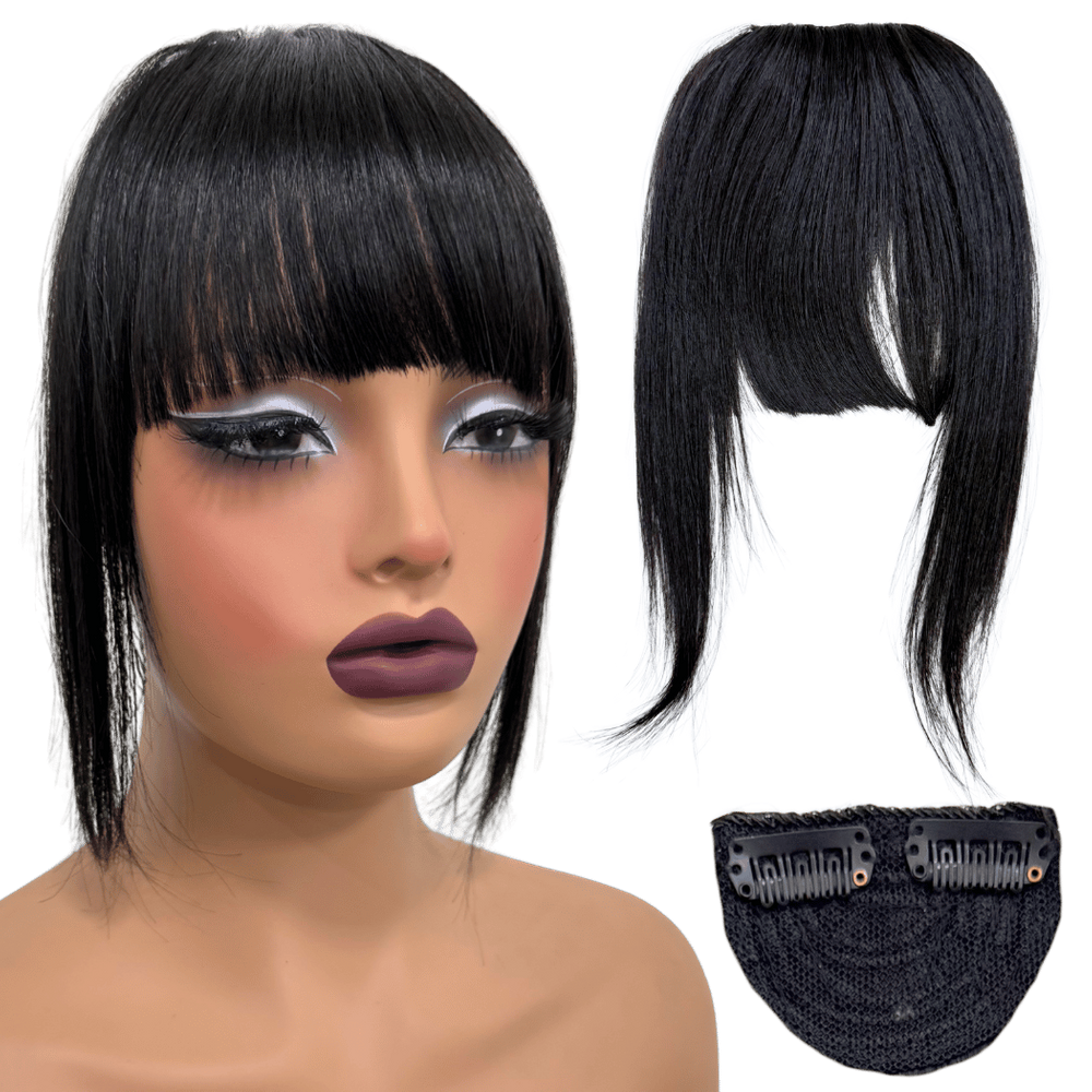 Franja postiça aplique cabelo humano natural topo preto loiro e castanho