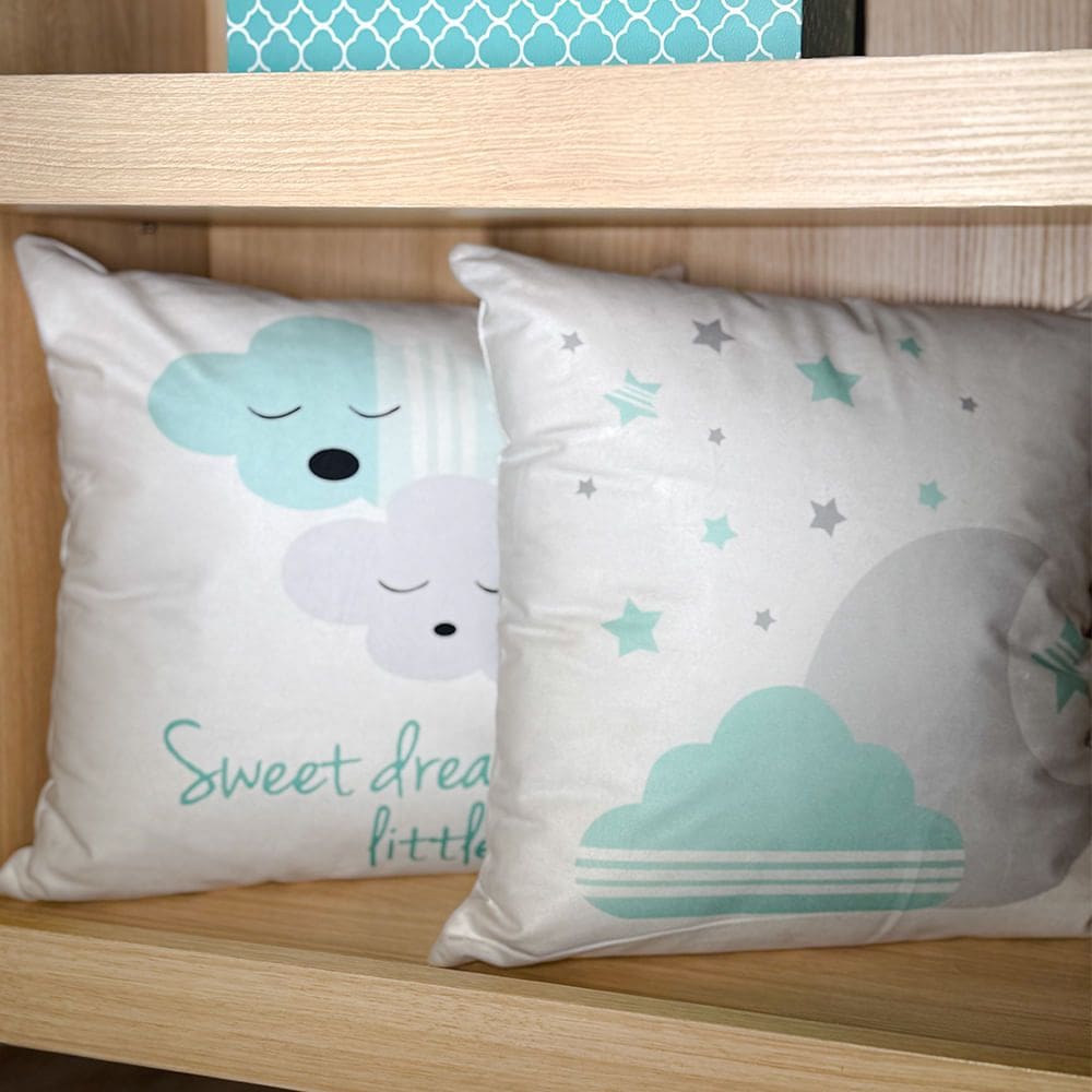 Almofada Infantil Vizapi 44x44cm Dream Branca Cinza e Verde