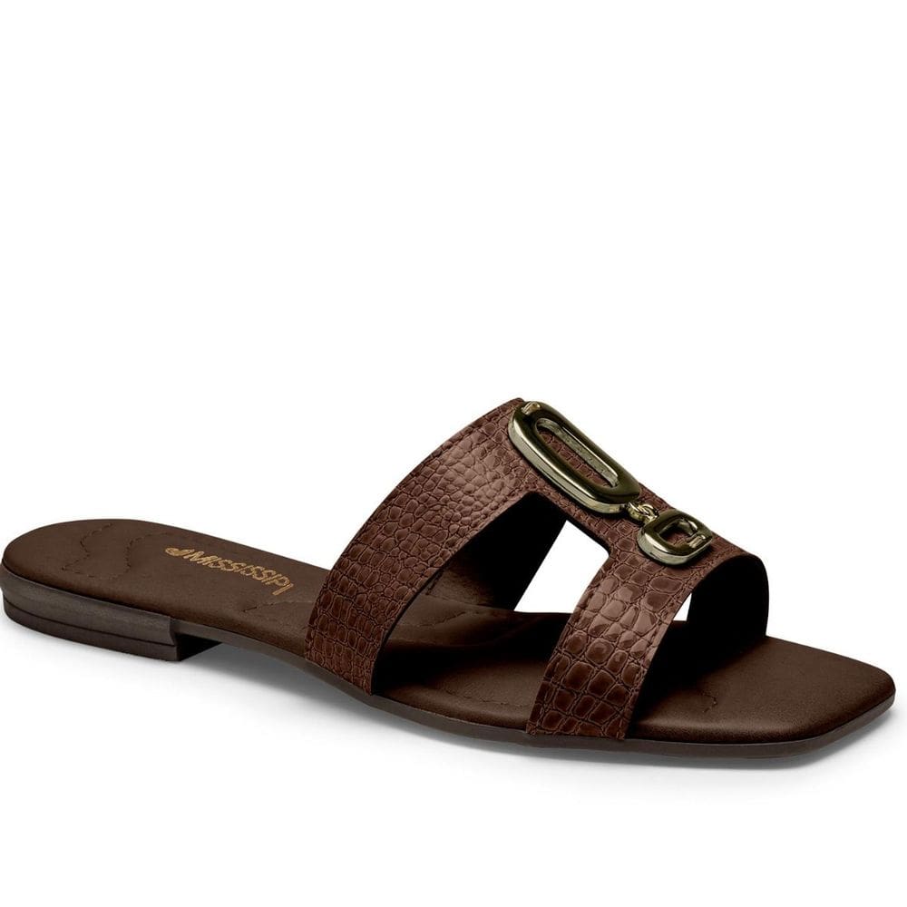 Rasteirinha Feminina Mississipi Confortável Bico Quadrado Moda Casual Sandália sem salto MF692