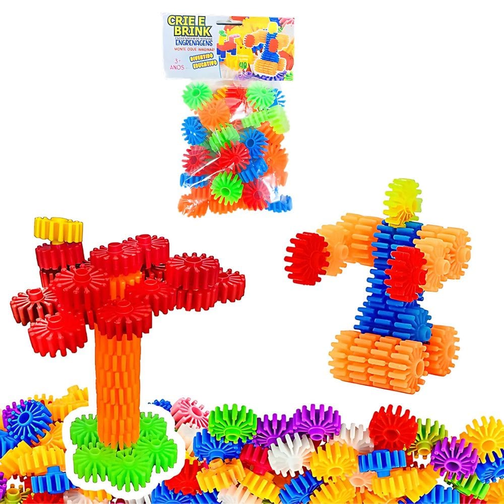 Brinquedo De Montar Crie e Brink Engrenagens Educativo 40 Peças