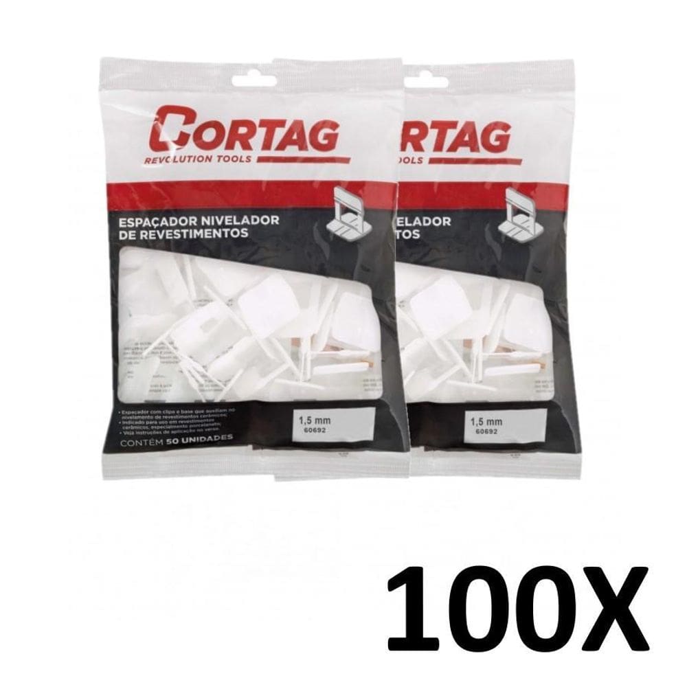 Kit 100 Espaçador Nivelador Revestimento Porcelanato 1,5Mm