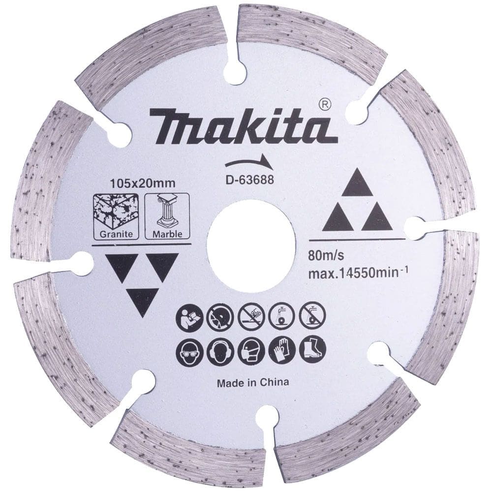 Disco Diamantado Segmentado para Mármore e Granito Corte a Seco e Úmido 105x20x1.9mm - D-63688 - MAKITA