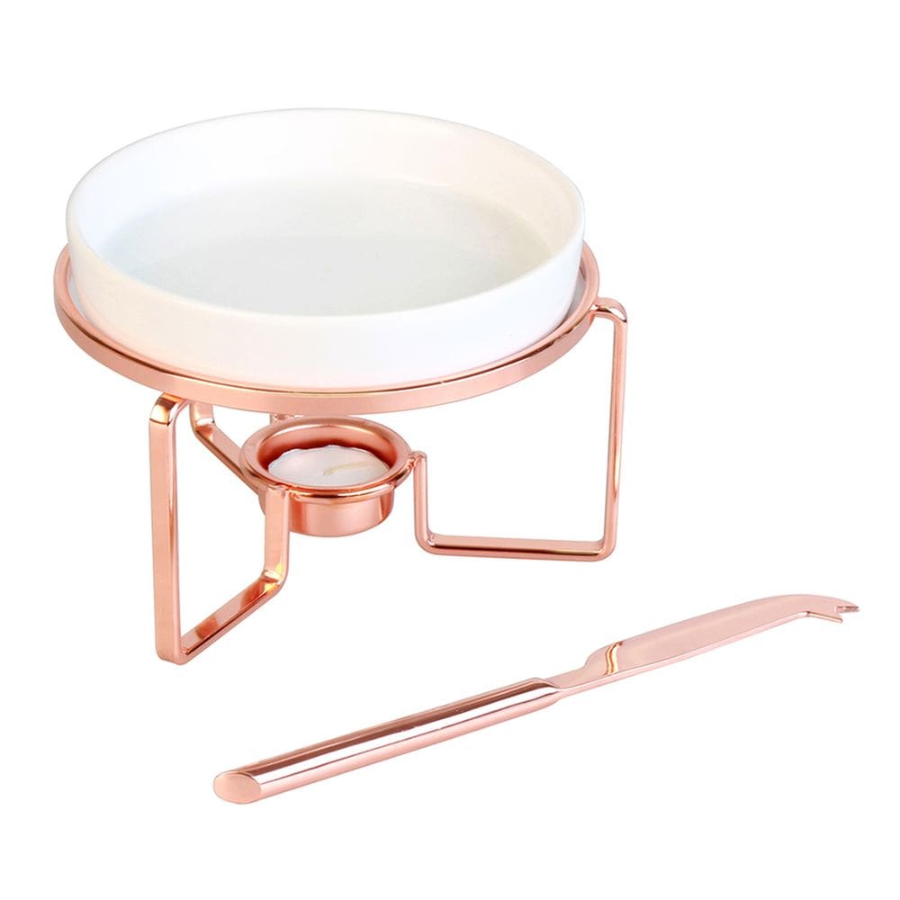 Rechaud Para Queijo Brie com Suporte e Faca Inox Rose Fracalanza