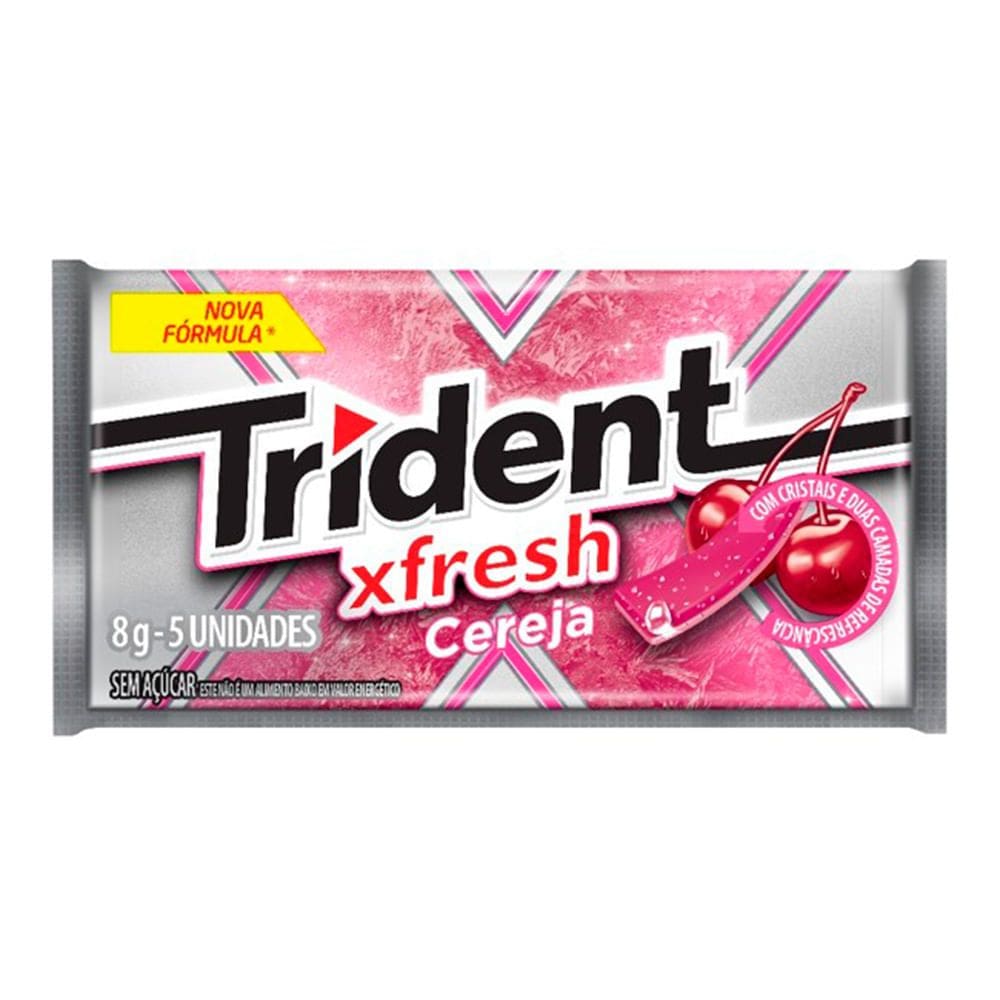 Chiclete Trident Fresh Cereja Ice 8g com 5 Unidades de 8g Cada