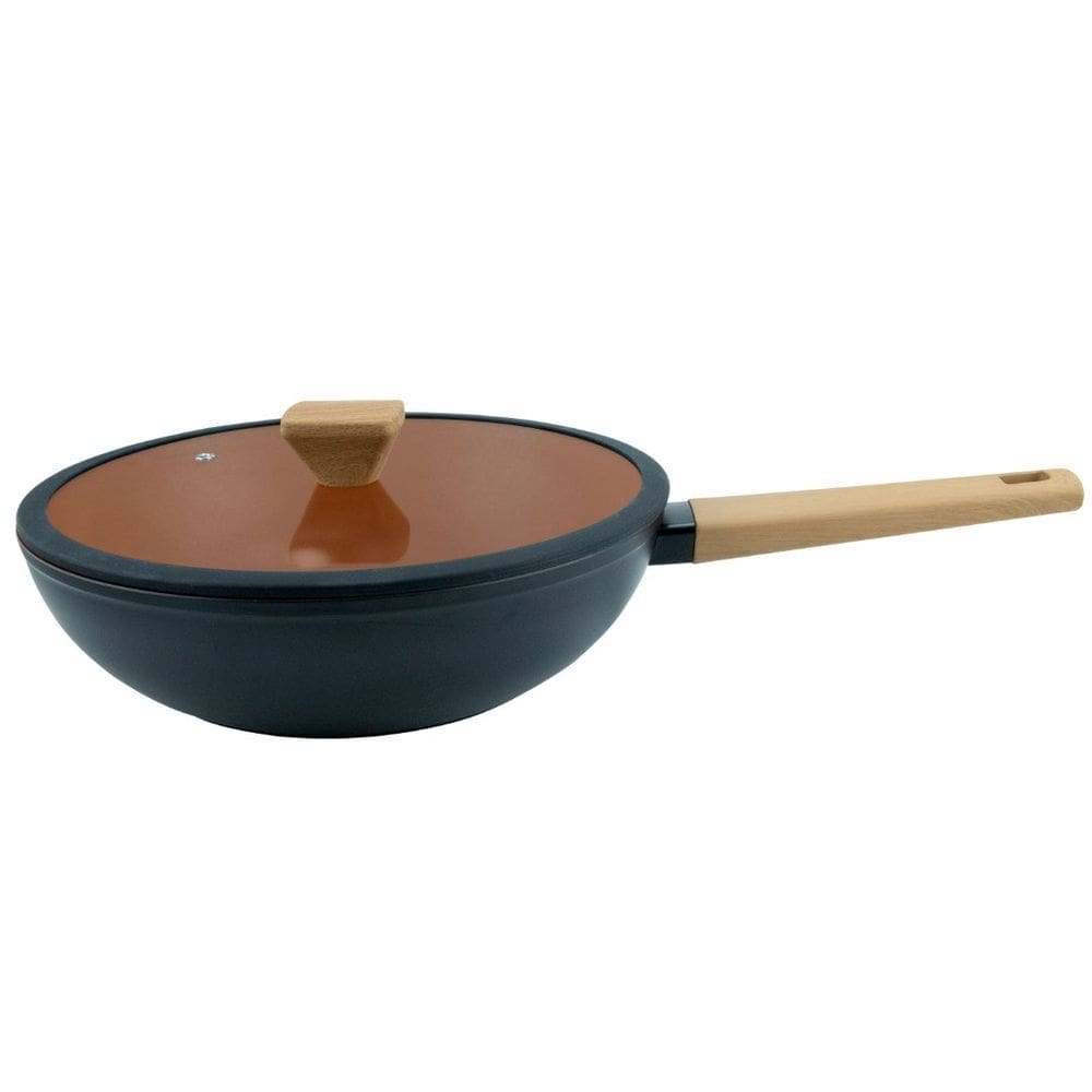 Wok 28cm Indução Revest. Cerâmico Norma Preta Fracalanza