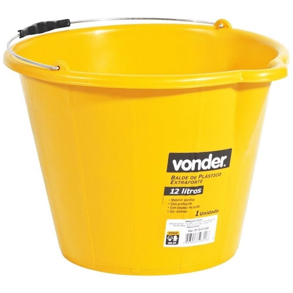Balde Plástico Extra-Reforçado 12 Litros Amarelo - 33.15.012.002 - VONDER