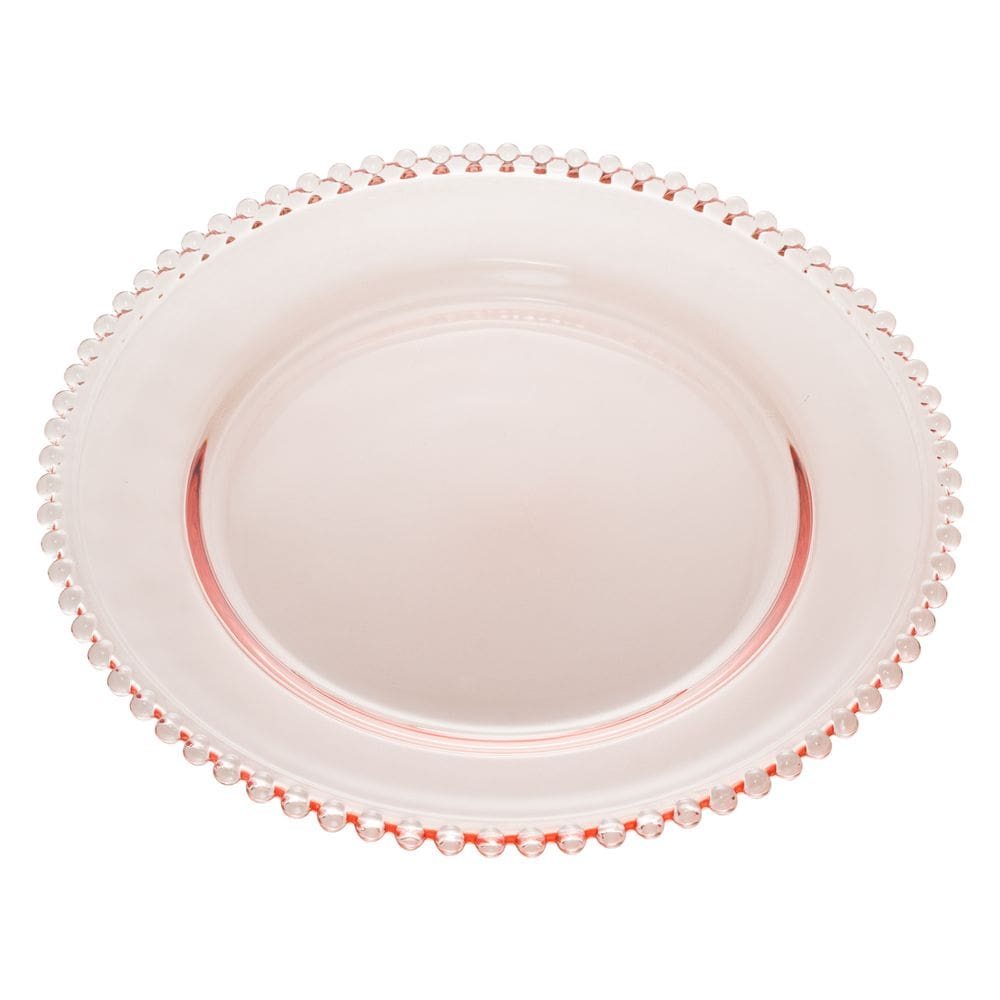 Jogo De 2 Sousplat De Cristal 32cm Rosa Pearl Wolff
