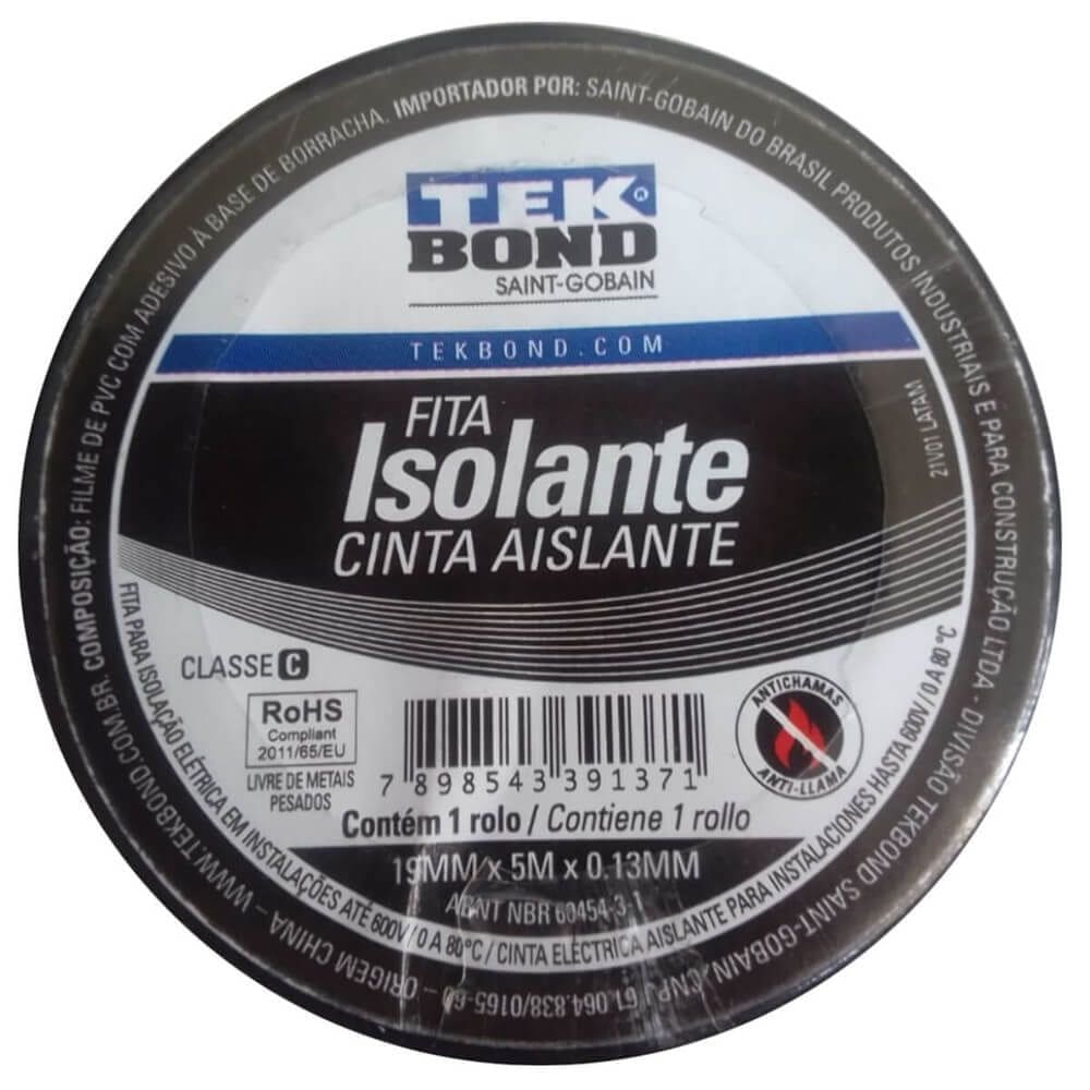 Fita Isolante 19mm x 5 Metros 0,13mm - 21131001905 - TEKBOND