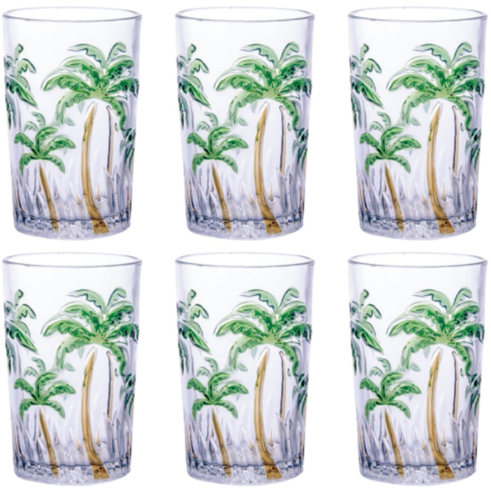 Jogo De 6 Copos Altos 350ml Palm Tree Lanty Ke Home