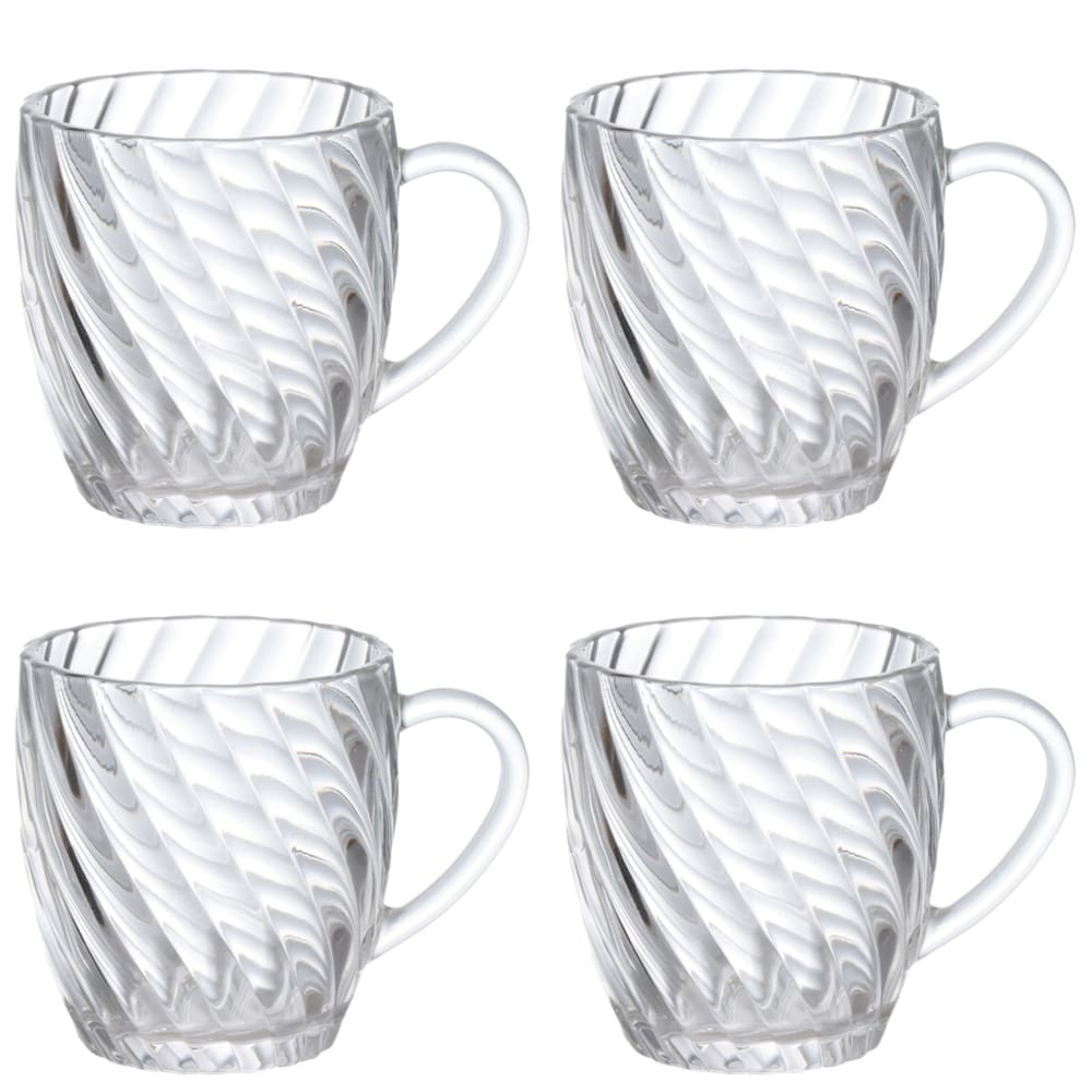 Jogo De 4 Canecas De Vidro Transparente 285ml Hauskraft