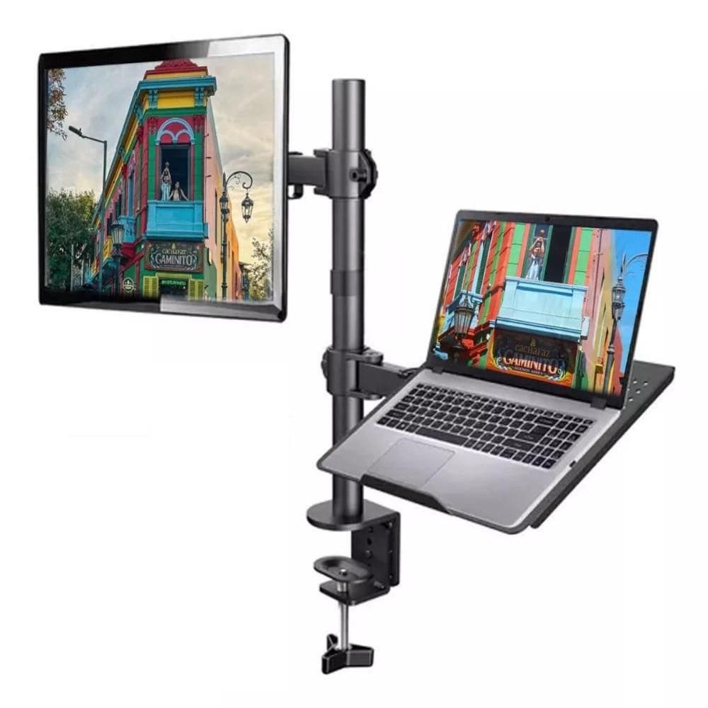 Suporte Duplo Articulado De Mesa Para Monitor e Notebook BMG-33
