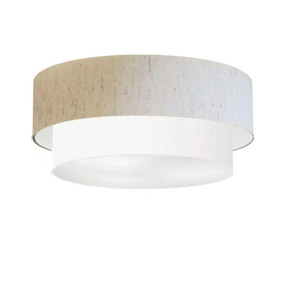 Plafon Para Quarto Cilíndrico Sq-3021 Cúpula Cor Linho Bege Branco