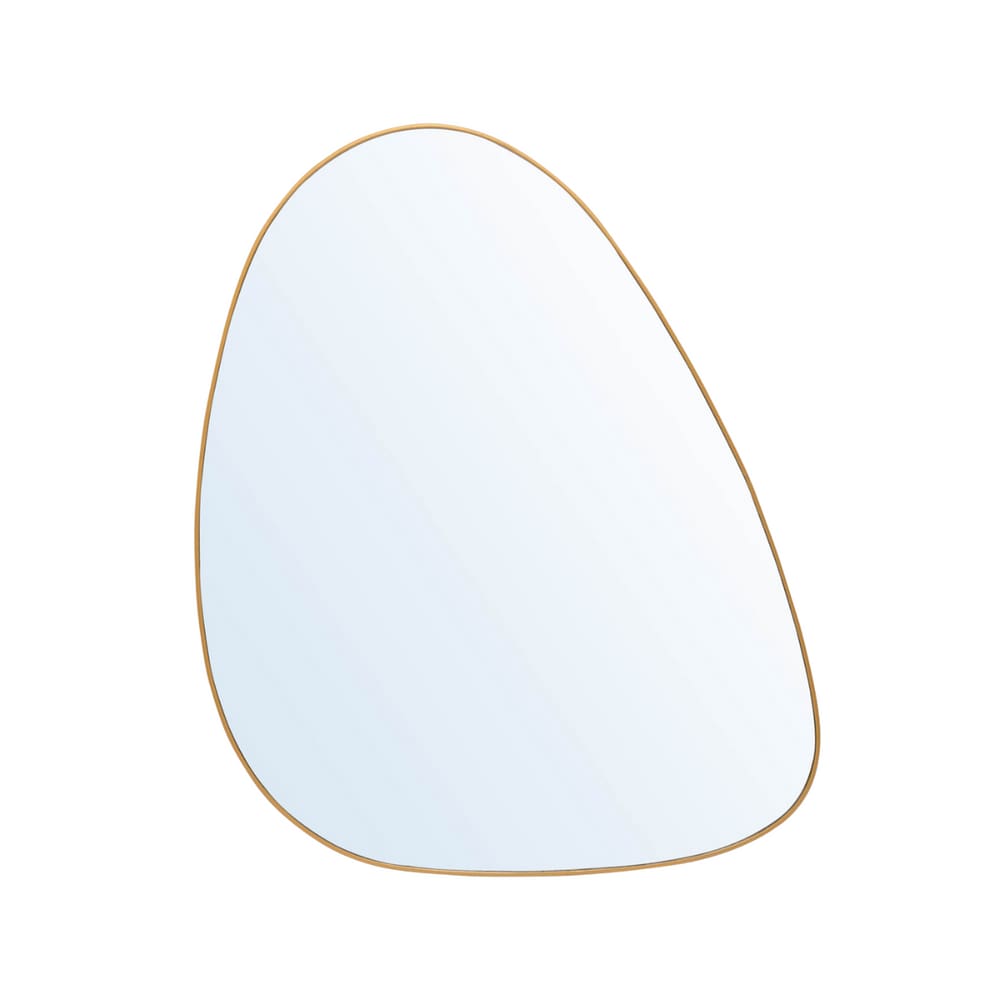 Espelho Orgânico com Borda de Metal Dourado 25,5x35cm Lyor