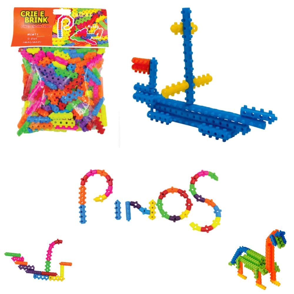 Brinquedo de Montar Crie e Brink Pinos Mágicos Encantados 100 Peças
