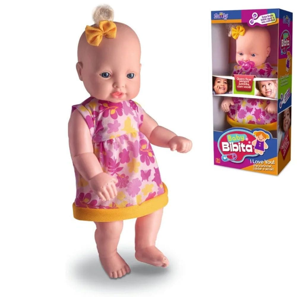 Boneca Baby Bibita Vinil Nova Toys - Infantil Bebe Menina Roupa diversa - PANAMI