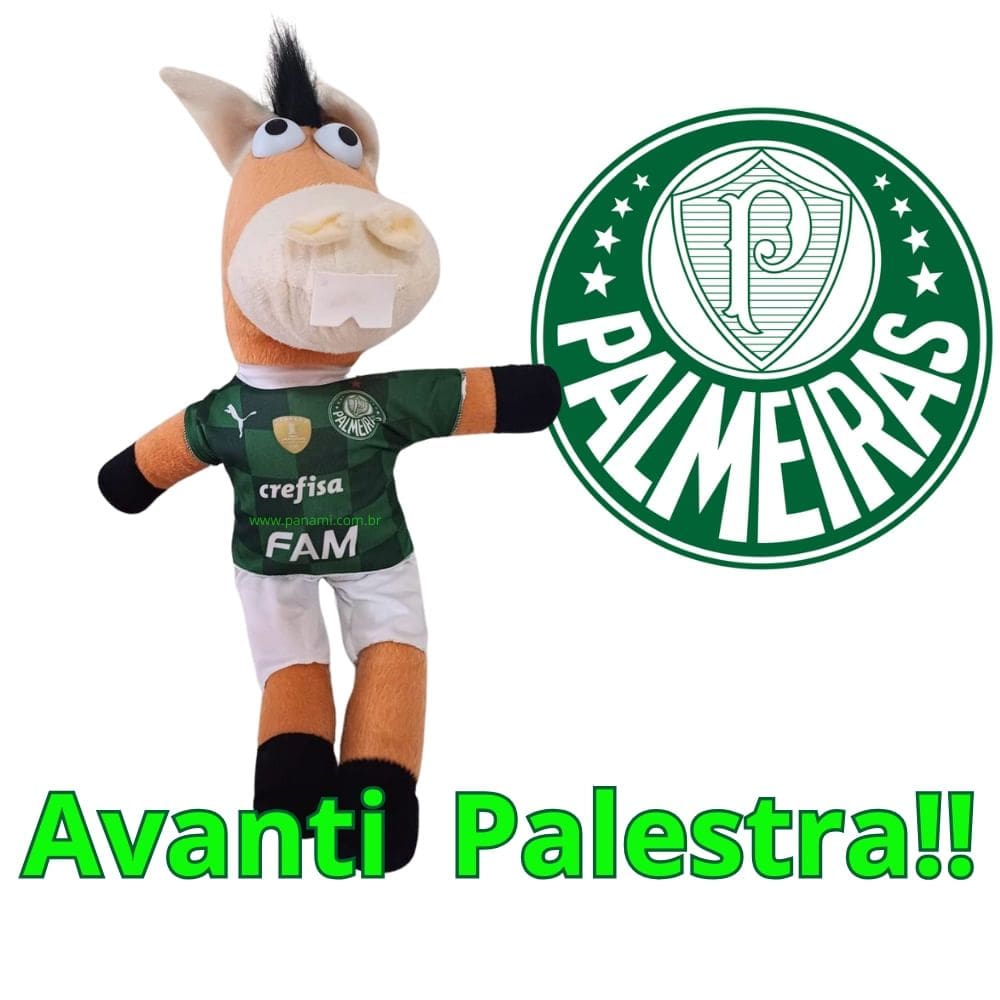 Pelúcia GRANDE 50cm - P A L M E I R A S -  Cavalinho Fantastico Pelucia Futebol Cavalo Macio Boneco Pelucia - PANAMI