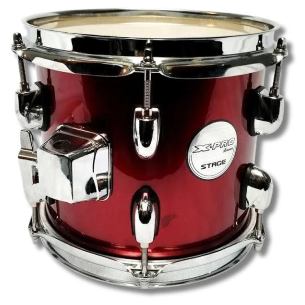 Tom 8 De Bateria Vinho Em Madeira Com Caneca Cromada X- Pro