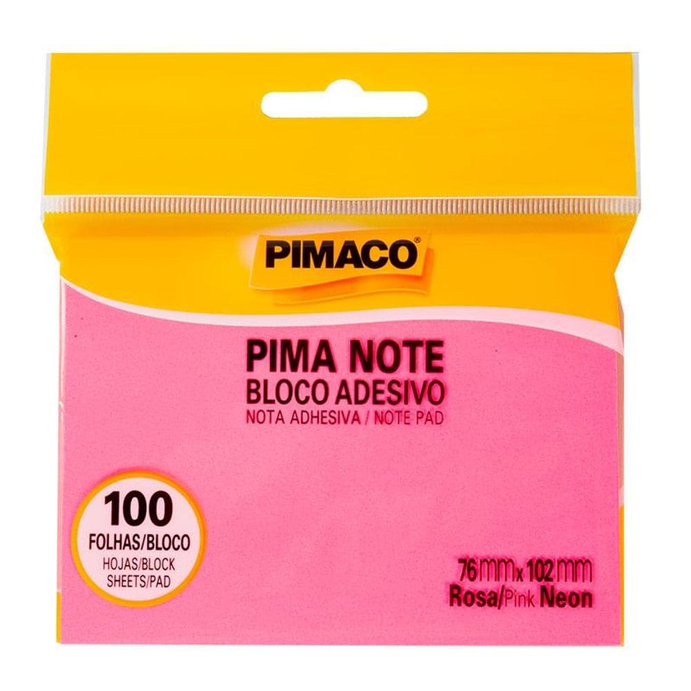 Recado adesivo Rosa Neon 76x102mm 100 fls 970826 Pimaco