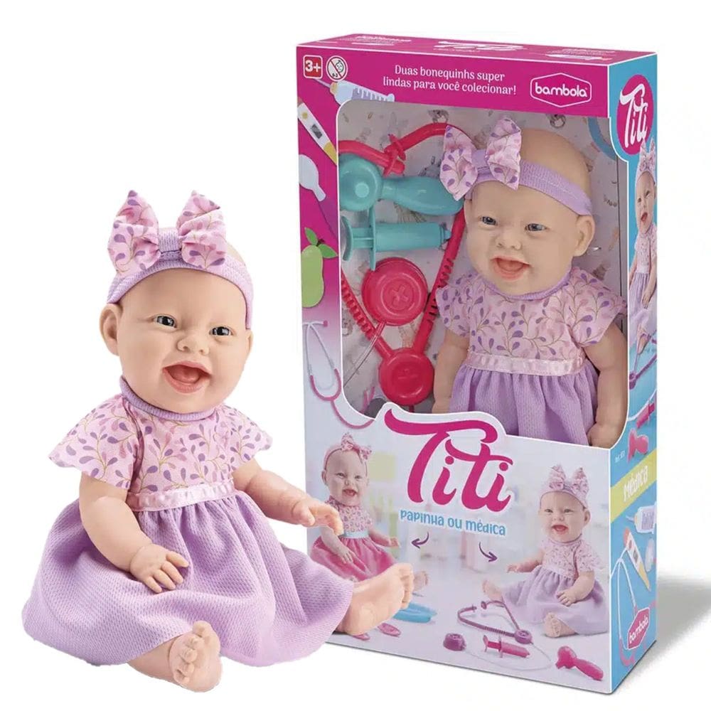 Boneca Titi Médica Menina Bebê +3 Anos Bambola 851 Brinquedo