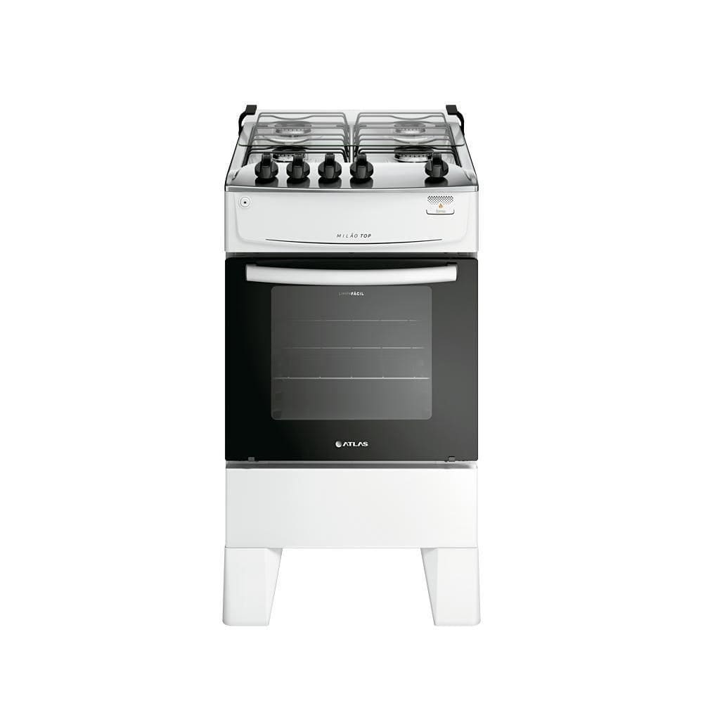 Fogão 4 Bocas Atlas Milão Top Com Mesa De Inox A Gás Bivolt