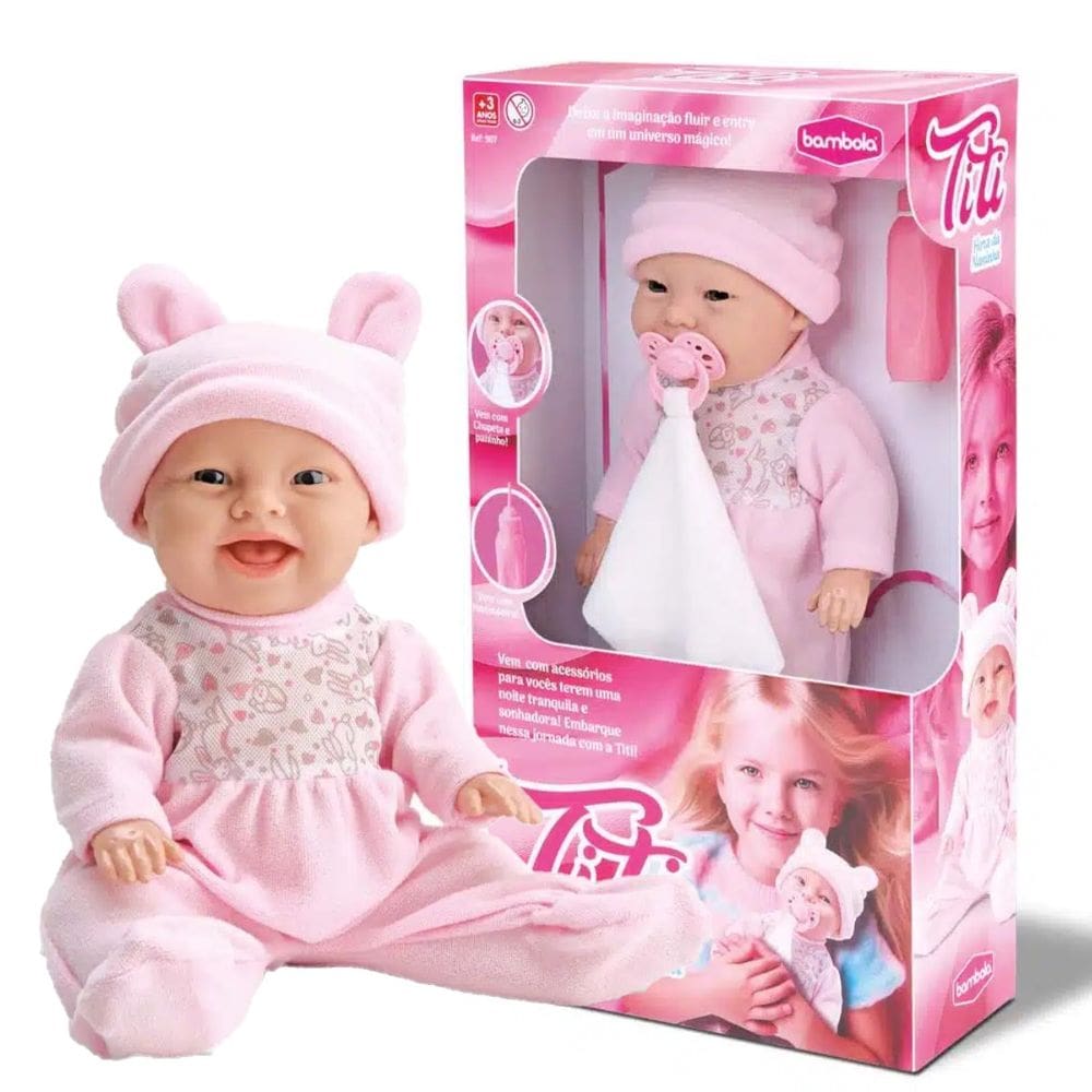 Boneca Titi Bebê Hora Da Naninha C/Chupeta E Naninha Bambola
