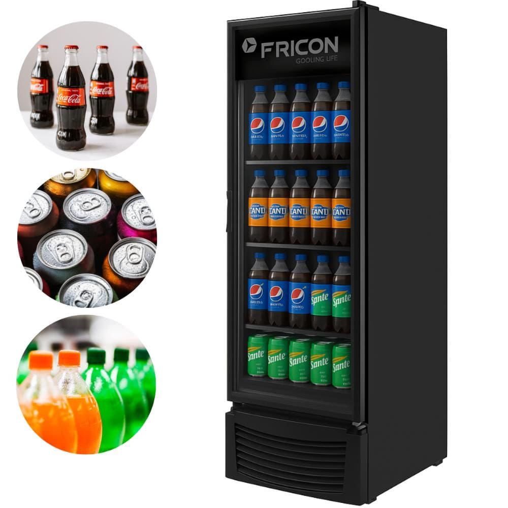 Refrigerador Conservador Vertical 569 Litros Porta de Vidro Com LED Total Black VCFM569V Fricon