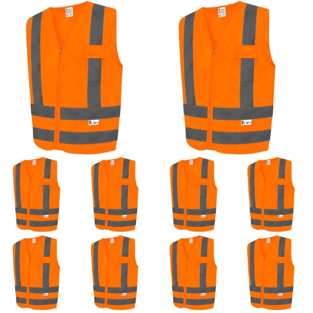 Kit 10 Colete De Segurança Refletivo Com Bolso Colete Sinalização Fluorescente Kalipso