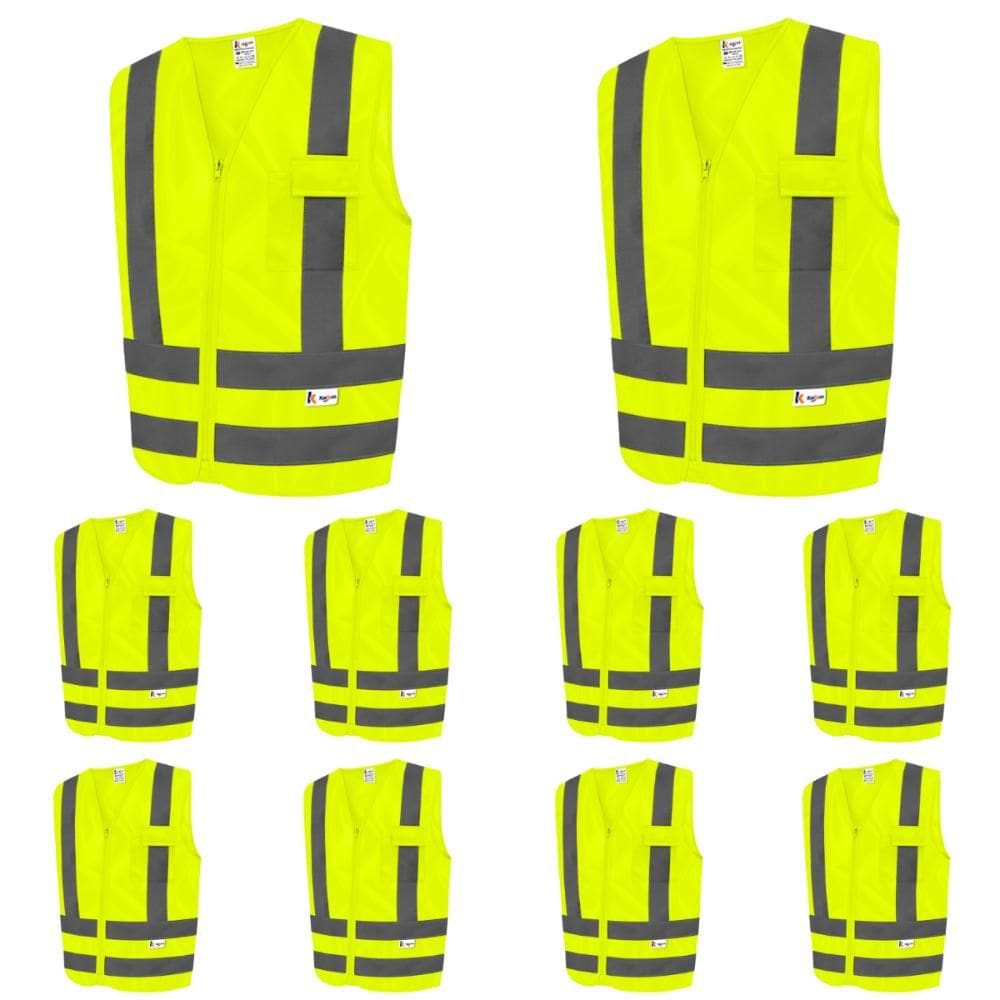 Kit 10 Colete De Segurança Refletivo Com Bolso Colete Sinalização Fluorescente Kalipso
