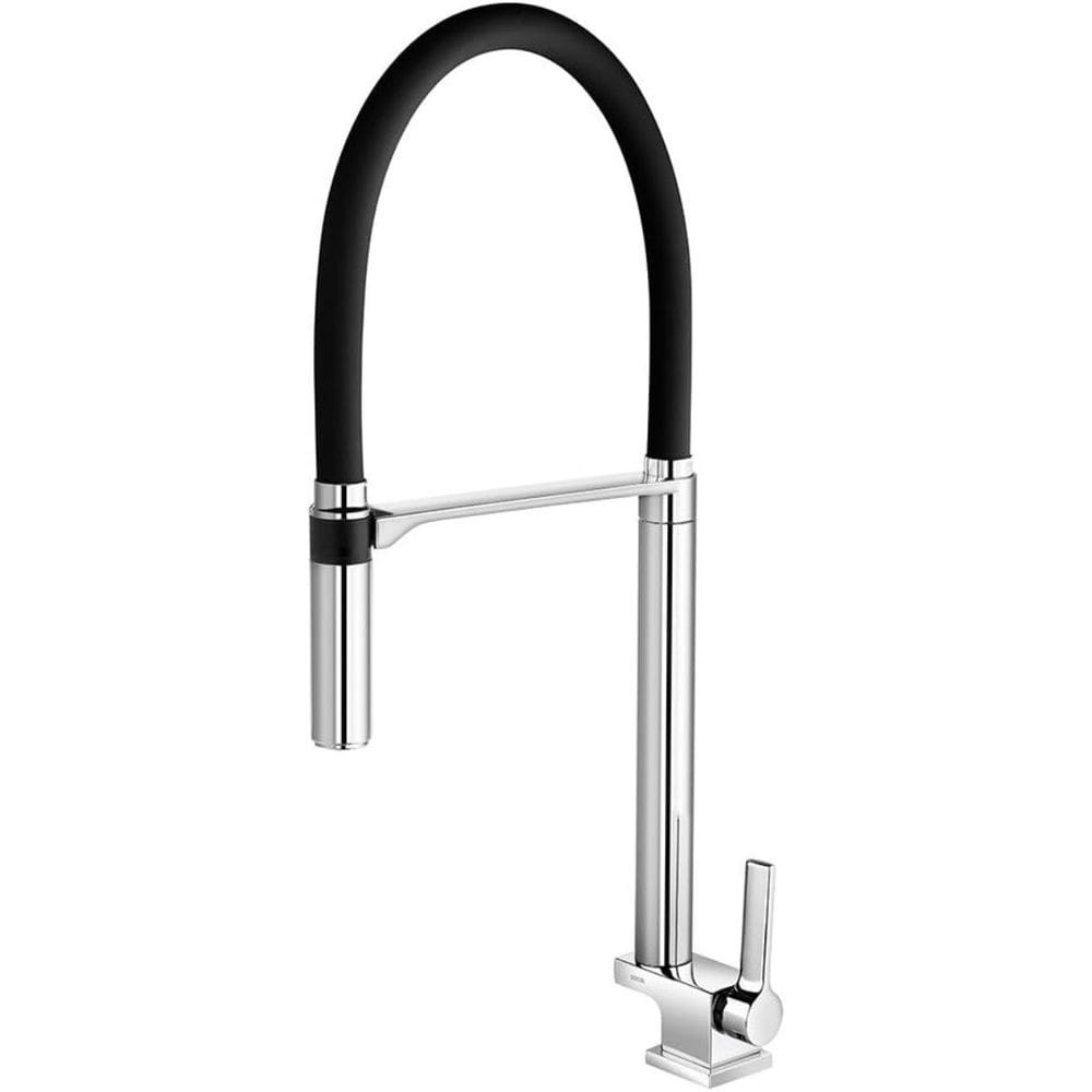 Torneira de Cozinha Mesa Bica Alta com Arejador Embutido Bica Flexível Abertura 1/4 de Volta Docol