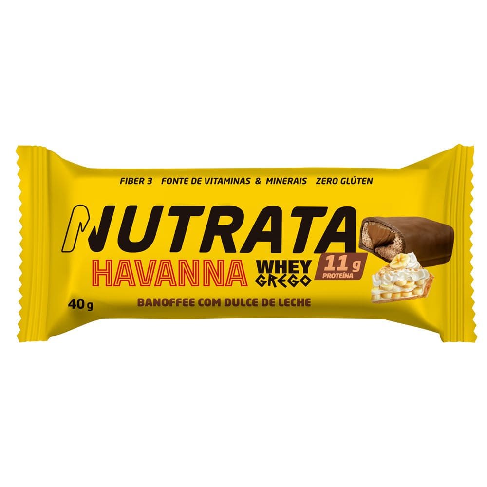 Barra de Proteína Nutrata Havanna Whey Grego Sabor Banoffee com Dulce de Leche com 11g de Proteína 40g