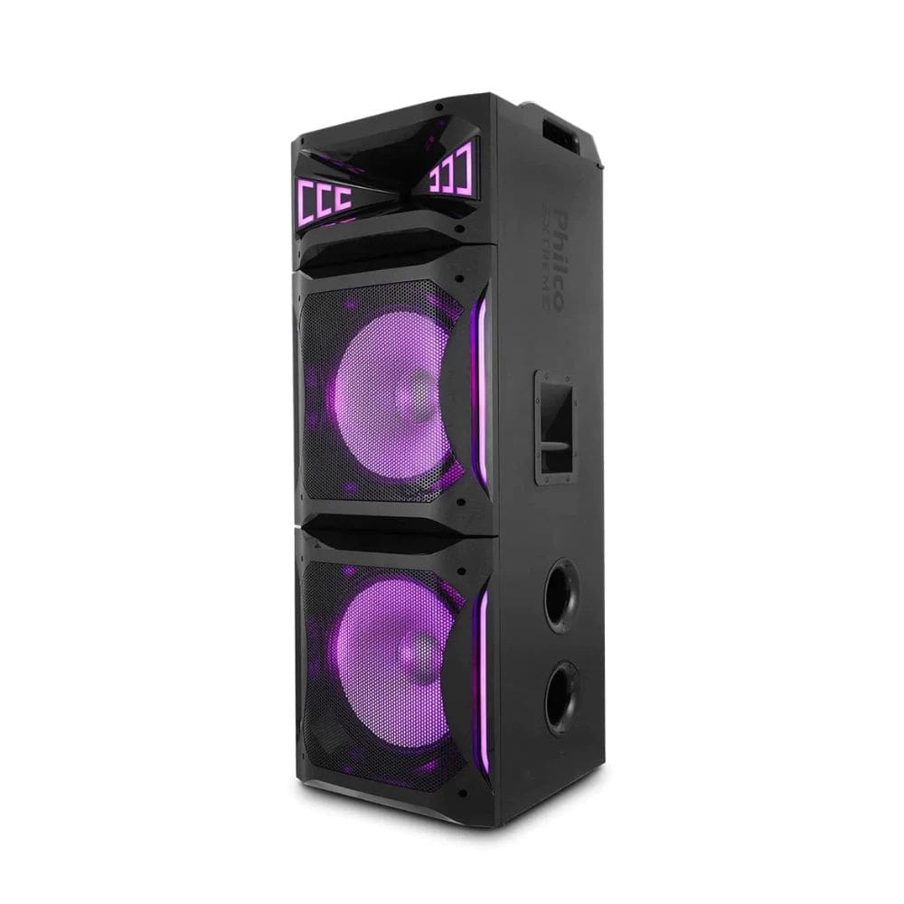 Caixa de Som Amplificada 2500W Philco Ex Bass PCX30000 P2/USB/Auxiliar Flash Lights, Bluetooth 5.0, Rádio Fm Bivolt