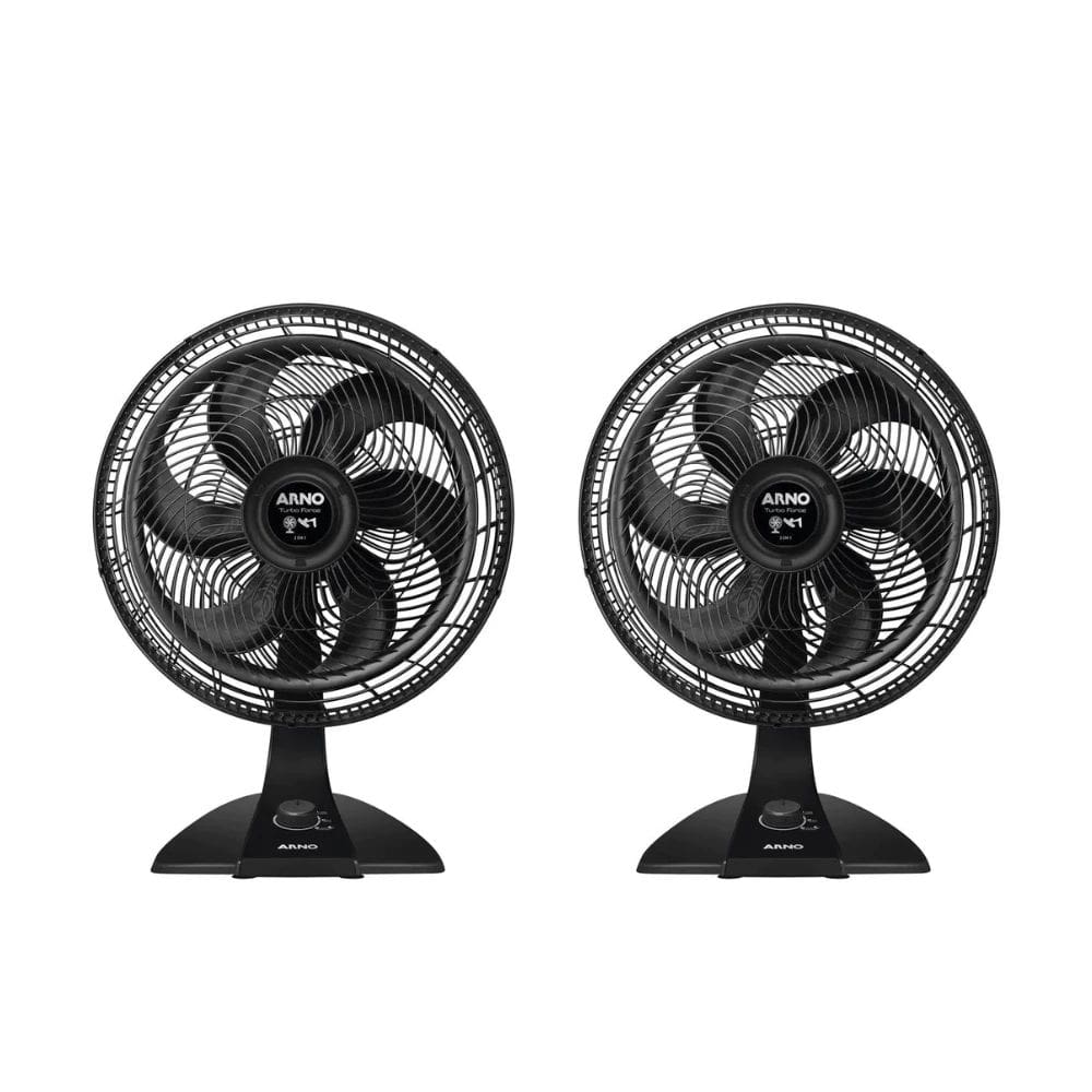 Kit 2 Ventiladores Arno Turbo Force VF42, 2 em 1 Mesa e Parede 40cm, 6 Pás, Power Zone 3 Velocidades Silencioso