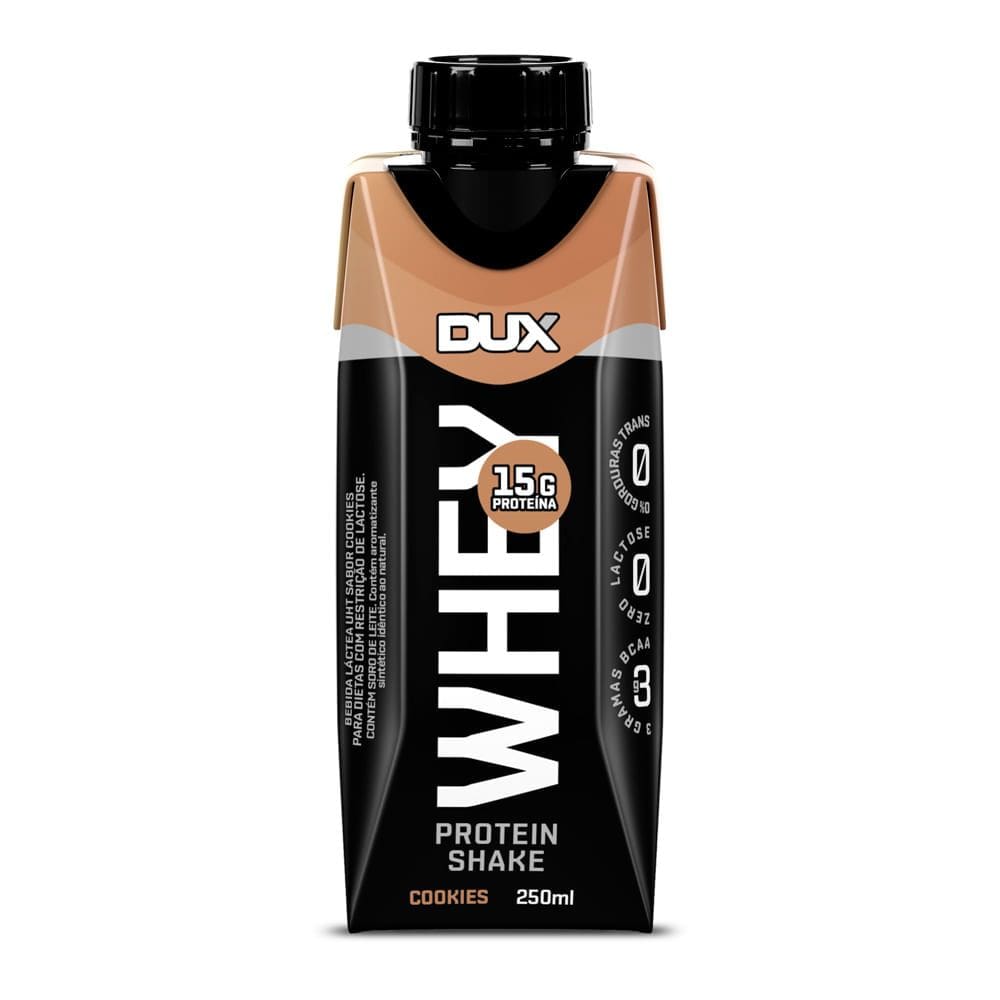 Bebida Láctea UHT Whey Protein Shake Dux Sabor Cookies com 15g de Proteína 250ml