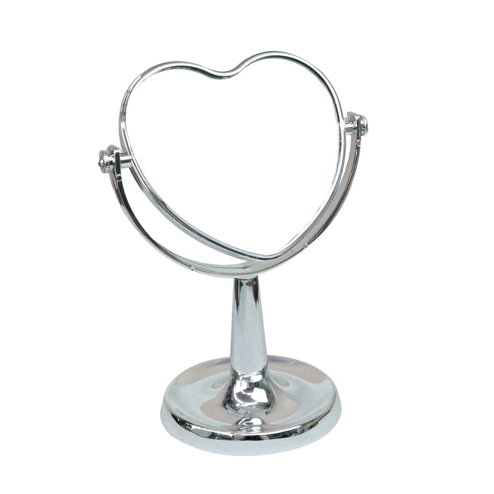 Espelho De Mesa Formato Coracao Prata 20,5Cm